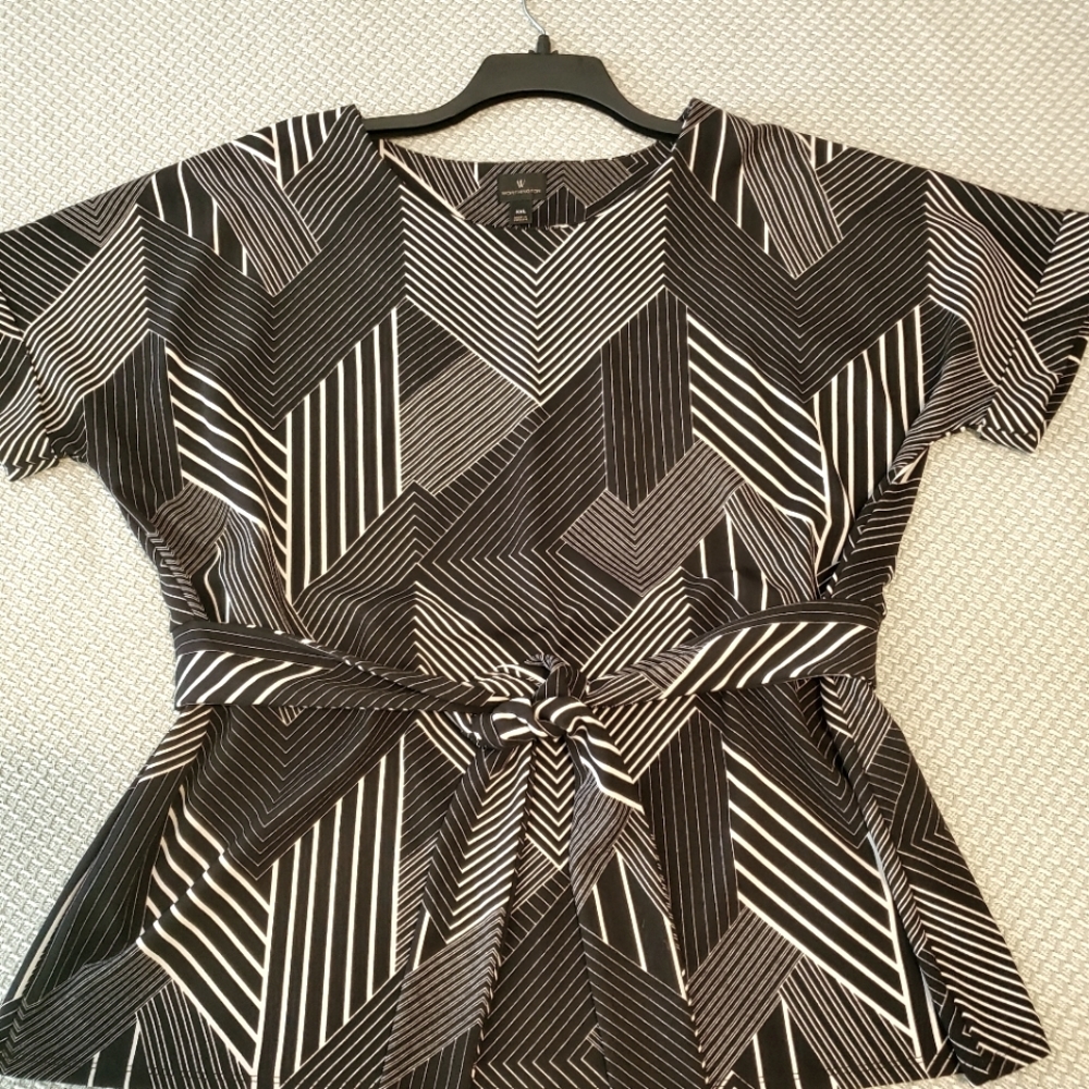 Worthington Womens XXL Black/White Blouse
